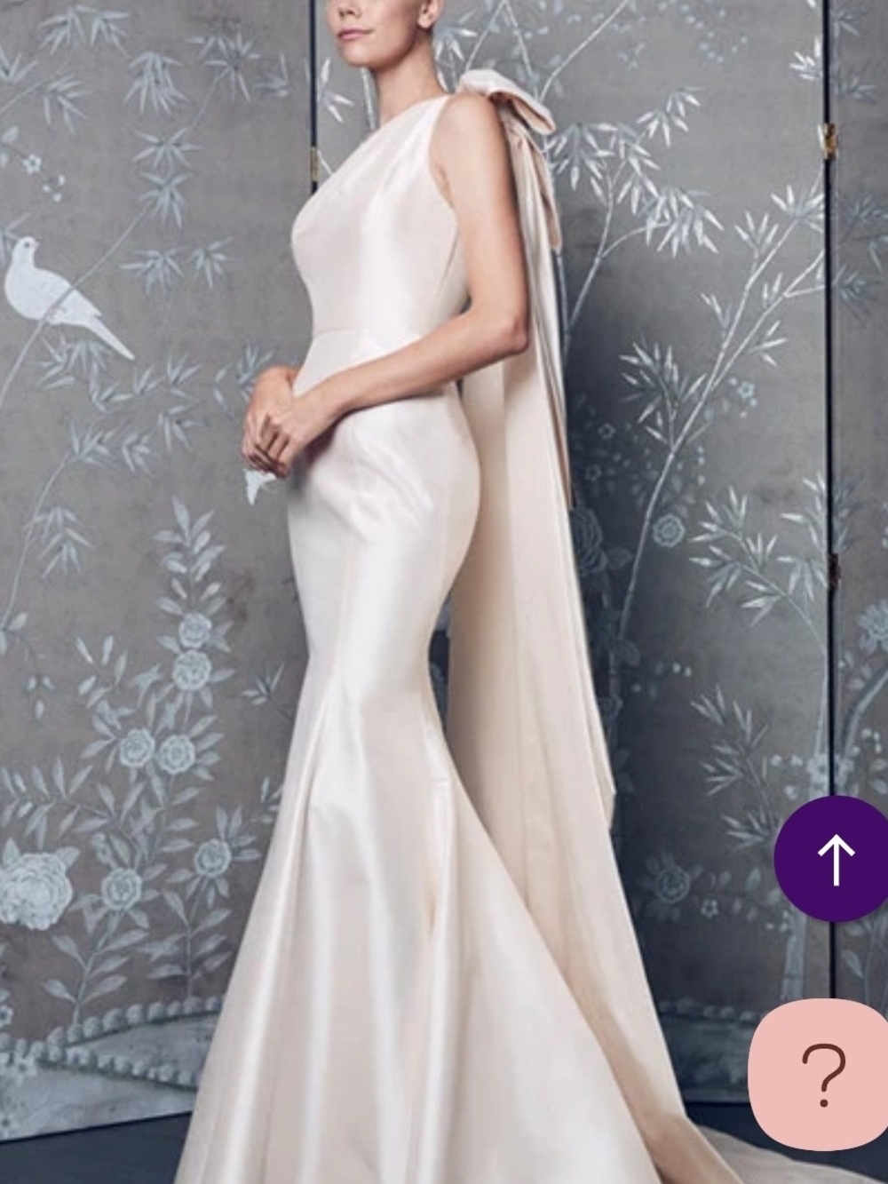 Ramona Keveza One-Shoulder Cream Silk Bridal Gown (No Cape) Size 10 Nwot